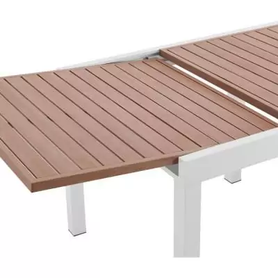 Table de jardin extensible en aluminium aspect bois - 8 personnes