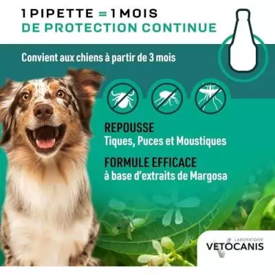 VETOCANIS 2 Pipettes anti-puces et anti-tiques - Chien 10-20 kg