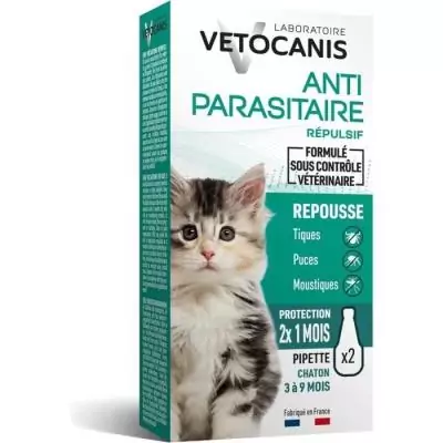 Pipettes anti puces, tiques et moustiques pour chat - 2 pipettes