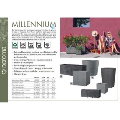 Pot de fleur Vase - DEROMA - Millennium R - Anthracite - 53 cm - Réservoir d'eau