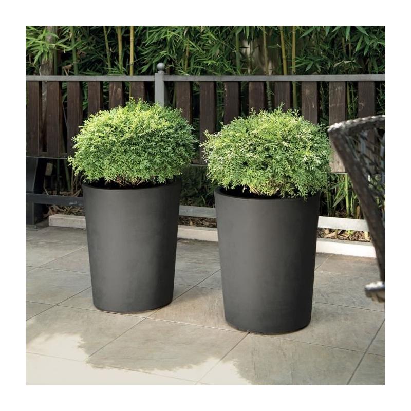 Pot de fleur Vase - DEROMA - Millennium R - Anthracite - 53 cm - Réservoir d'eau