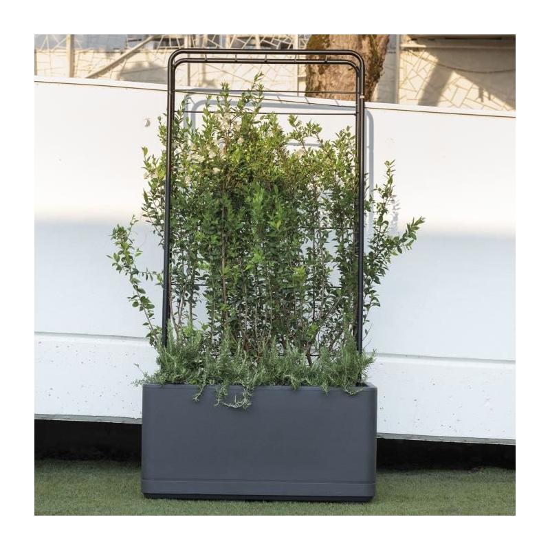 Jardinière Muret DEROMA Cosmo Anthracite - Réserve d'eau - Roulettes