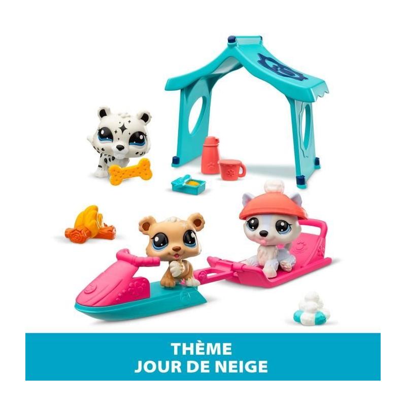 Pack à thème 3 Pets - BANDAI - Littlest Pet Shop Neige - Animaux et accessoires