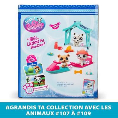 Pack à thème 3 Pets - BANDAI - Littlest Pet Shop Neige - Animaux et accessoires