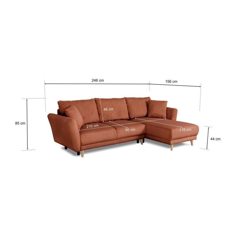 Canapé d'angle convertible réversible - CLAUDIUS - Tissu Lincoln Terracotta