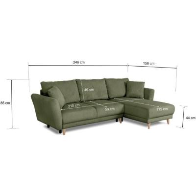 Canapé d'angle convertible réversible CLAUDIUS 3/4 places - Lincoln Kaki - Coffre