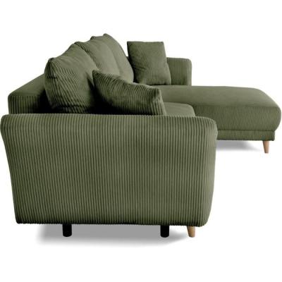 Canapé d'angle convertible réversible CLAUDIUS 3/4 places - Lincoln Kaki - Coffre