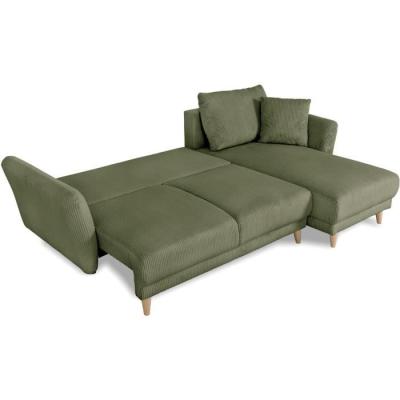 Canapé d'angle convertible réversible CLAUDIUS 3/4 places - Lincoln Kaki - Coffre