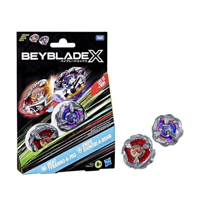 Pack Dual Beyblade X Beat Tyranno et Knife Shinobi: 2 toupies de compétition authentiques Takara