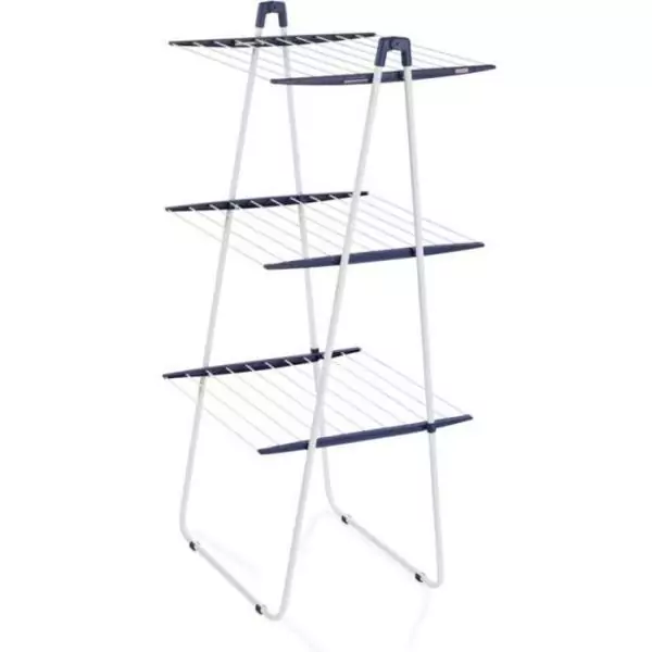 Séchoir a linge Leifheit 190 Pegasus Tower 81435, étendoir a linge a taille compacte avec 19m d'étendage, tour a 3 niveaux, b