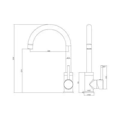 Mitigeur de cuisine ROUSSEAU Køben - Canon de fusil Mitigeur de cuisine ROUSSEAU Køben - Canon de fusil