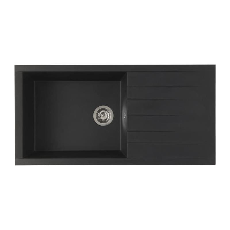 Evier à encastrer Cube SMC noir pailleté - 1 bac 100x50 cm
