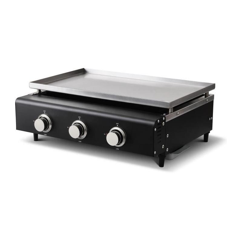Plancha a gaz CUENCA 3 feux avec housse - Noir - 65 X 50 X 23 cm