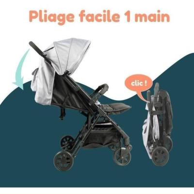 Poussette Double Compacte pour Jumeaux - Bambisol DS209 GRIS NOIR