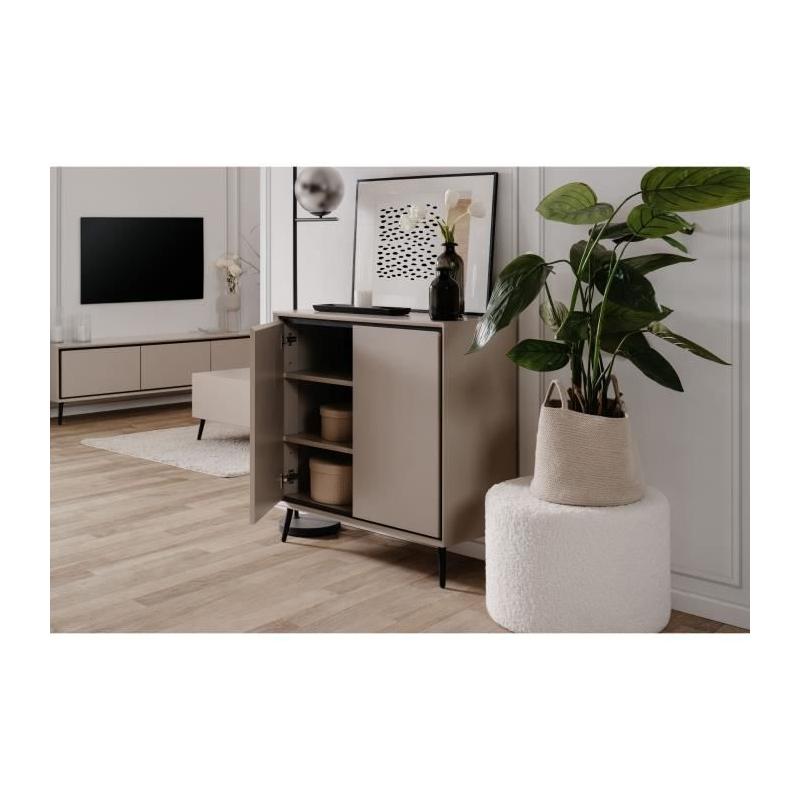 Buffet ARONA 01A - Beige/Noir - Compact et Élégant