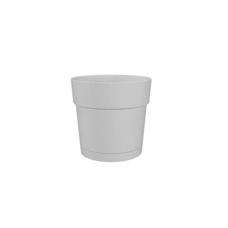 Pot de fleurs rond Capri Large - Réservoir d'eau - D50cm - Blanc