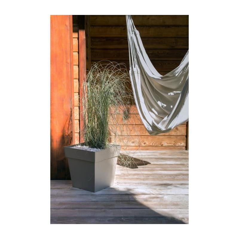 Pot carré Toscane - 50 cm - 87 L - Taupe | Made in France
