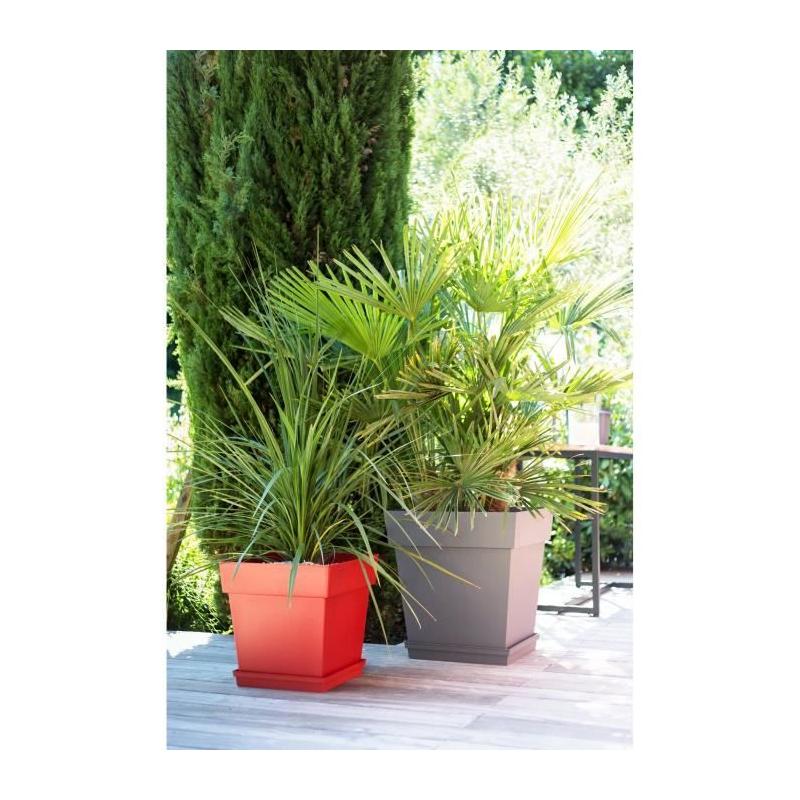 Pot carré Toscane - 50 cm - 87 L - Taupe | Made in France