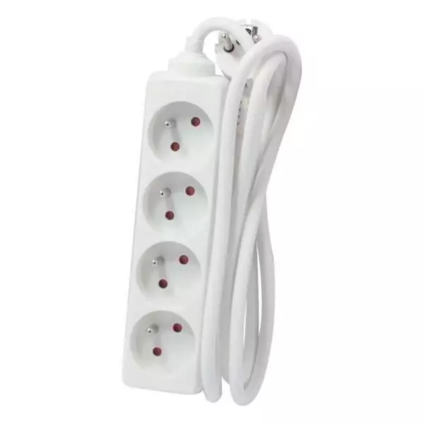 CHACON Bloc multiprise rallonge 4 prises 16A 5m blanc