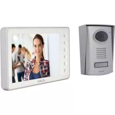 Interphone Vidéo CHACON 2 fils 7'' Blanc IP44 - Vision nocturne