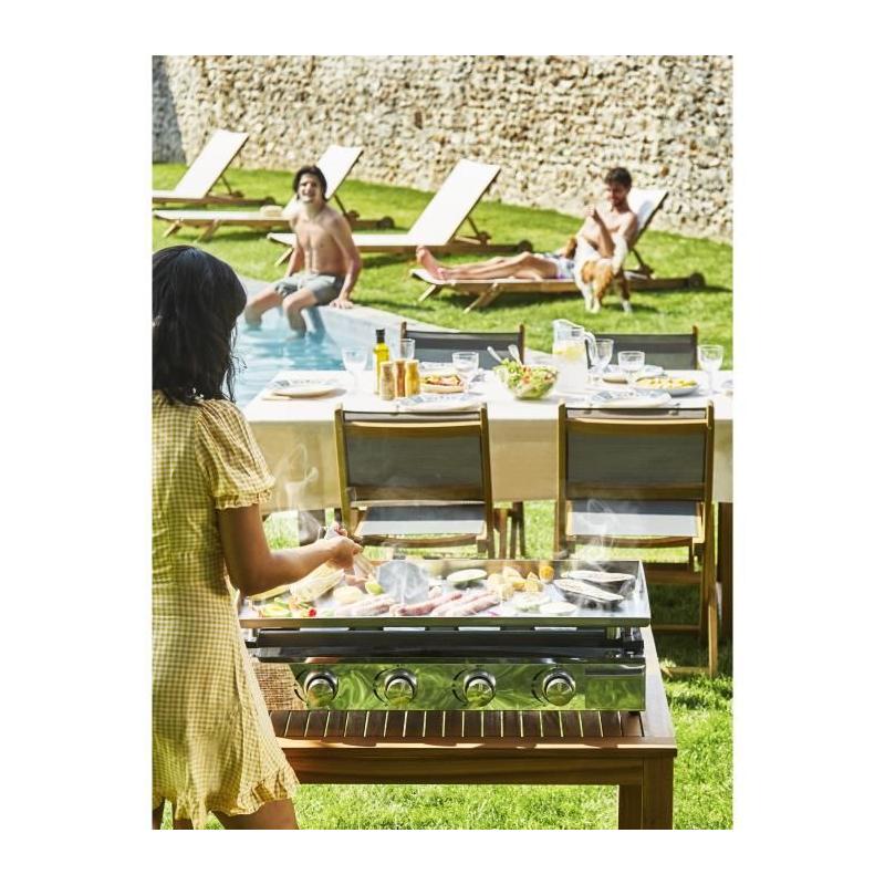 Plancha à gaz BRASILIA - 4 feux - Tout inox - XXL - 84 x 34 cm