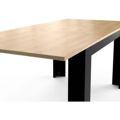 Table extensible CRAFT rectangulaire chêne Hamilton et noir mat - 6 places