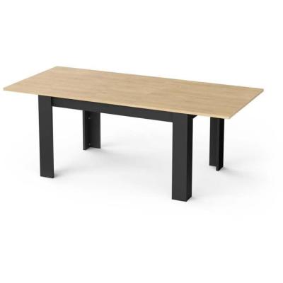 Table extensible CRAFT rectangulaire chêne Hamilton et noir mat - 6 places