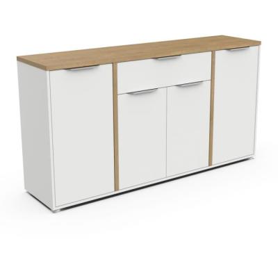 Enfilade ACCESS - 4 portes + 1 tiroir - Chene Hamilton/Blanc - Made in France