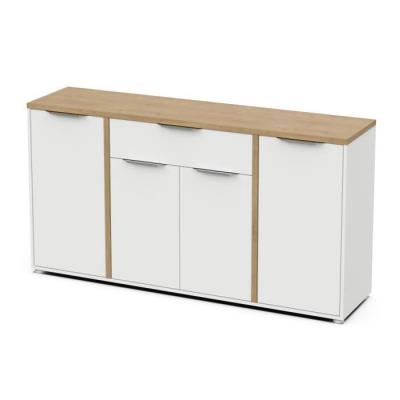 Enfilade ACCESS - 4 portes + 1 tiroir - Chene Hamilton/Blanc - Made in France