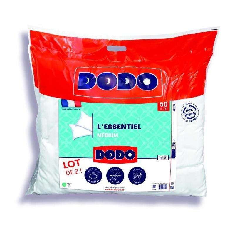 Lot de 2 Oreillers Médium DODO - L'ESSENTIEL - 50x70 cm