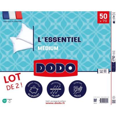 Lot de 2 Oreillers Médium DODO - L'ESSENTIEL - 50x70 cm