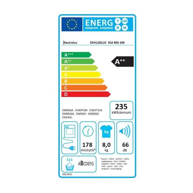 Sèche-linge pompe à chaleur ELECTROLUX EDH1281UC - Performant et économe