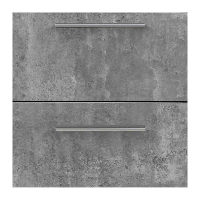 Buffet moderne 4 portes + 3 tiroirs - Blanc/Gris béton - Certification FSC - 179x42x74,5 cm