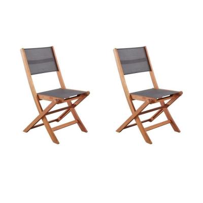Ensemble de 2 chaises de jardin en bois d'acacia FSC - Gris
