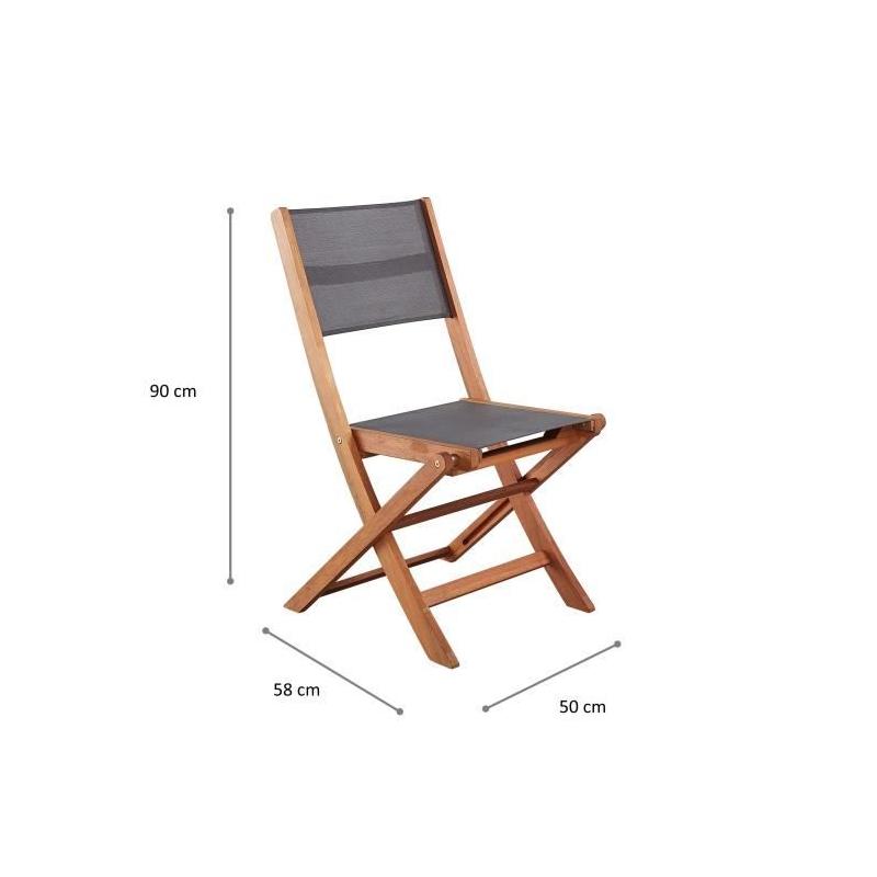 Ensemble de 2 chaises de jardin en bois d'acacia FSC - Gris