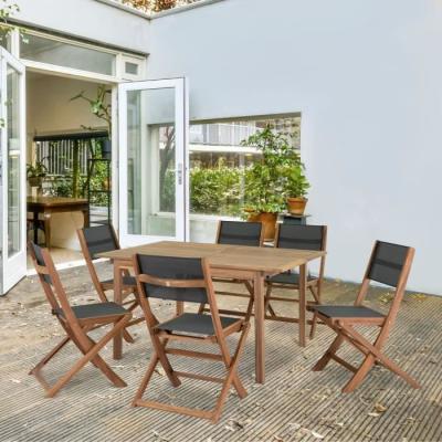 Ensemble de 2 chaises de jardin en bois d'acacia FSC - Gris