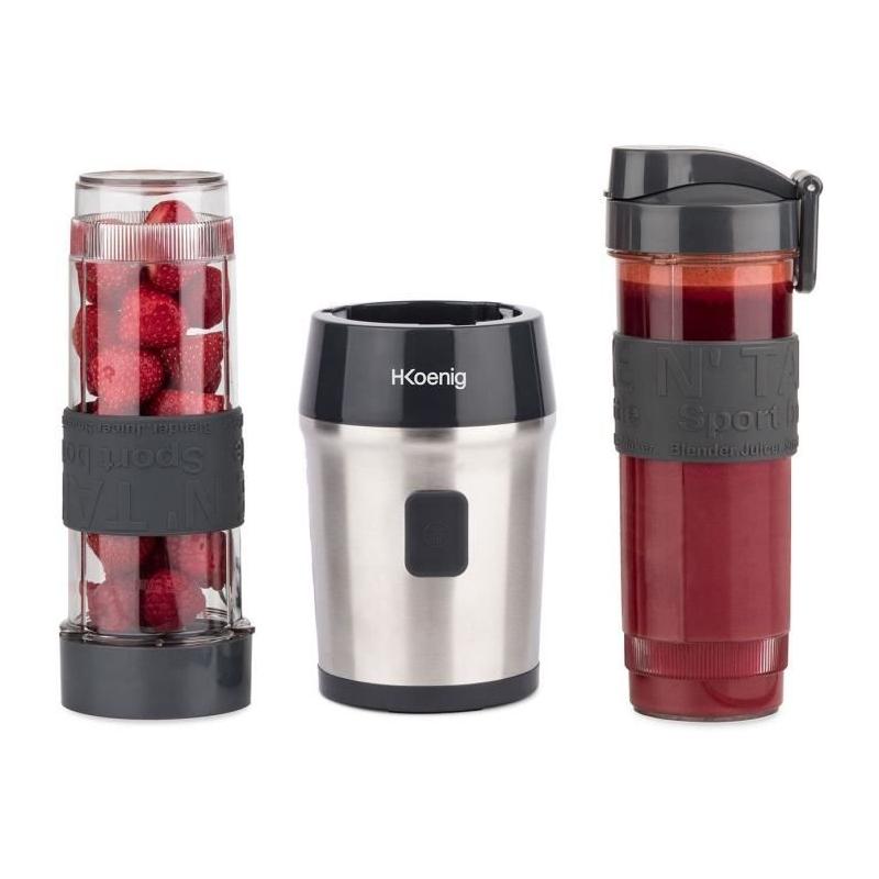 Mini blender HKoenig Smo09 avec gourdes incluses - Sans BPA - Noir
