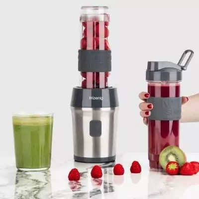 Mini blender HKoenig Smo09 avec gourdes incluses - Sans BPA - Noir