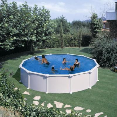 Kit Piscine Hors Sol Acier Ronde Blanche Ø370 x 132 cm - Livrée avec Filtre à Sable et Échelle