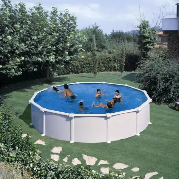 GRE - Kit Piscine hors sol acier ronde blanche Ø370 x 132 cm (Livrée avec filtre a sable et échelle)