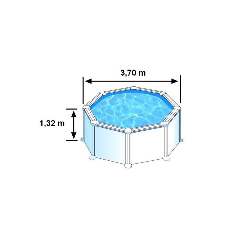 Kit Piscine Hors Sol Acier Ronde Blanche Ø370 x 132 cm - Livrée avec Filtre à Sable et Échelle