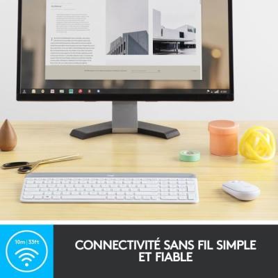 Ensemble Clavier Souris Logitech MK470 Slim Blanc - Sans fil et Silencieux