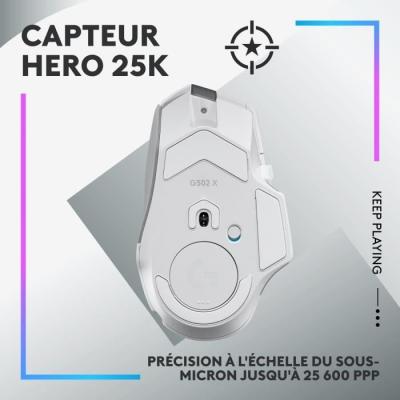 Souris gamer sans fil Logitech G502 X Plus - Blanc - Compact et performant