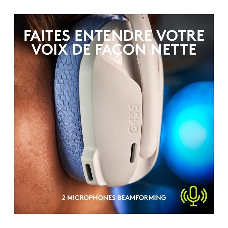 Casque PC Logitech G435 LIGHTSPEED Blanc avec micro
