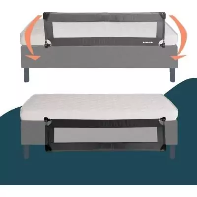 Barriere de lit LOOPING rabattable - Gris 74x18x8 cm