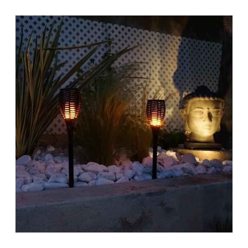 Lot de 2 mini torches solaires Maity Sun - LUMI JARDIN - LED - H 70 cm - Blanc chaud