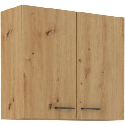 Meuble haut MODENA - 2 portes - 80 cm - Chene artisan / Noir mat