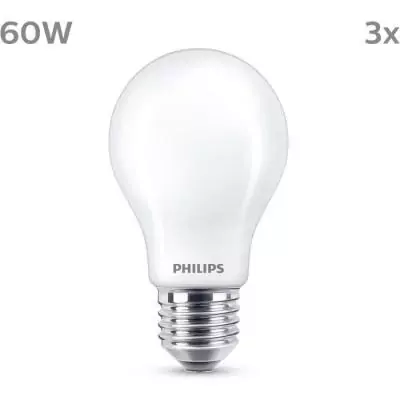 Ampoule LED PHILIPS Classic 60 W Blanc chaud x3 - Non dimmable