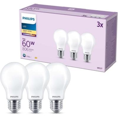 Ampoule LED PHILIPS Classic 60 W Blanc chaud x3 - Non dimmable