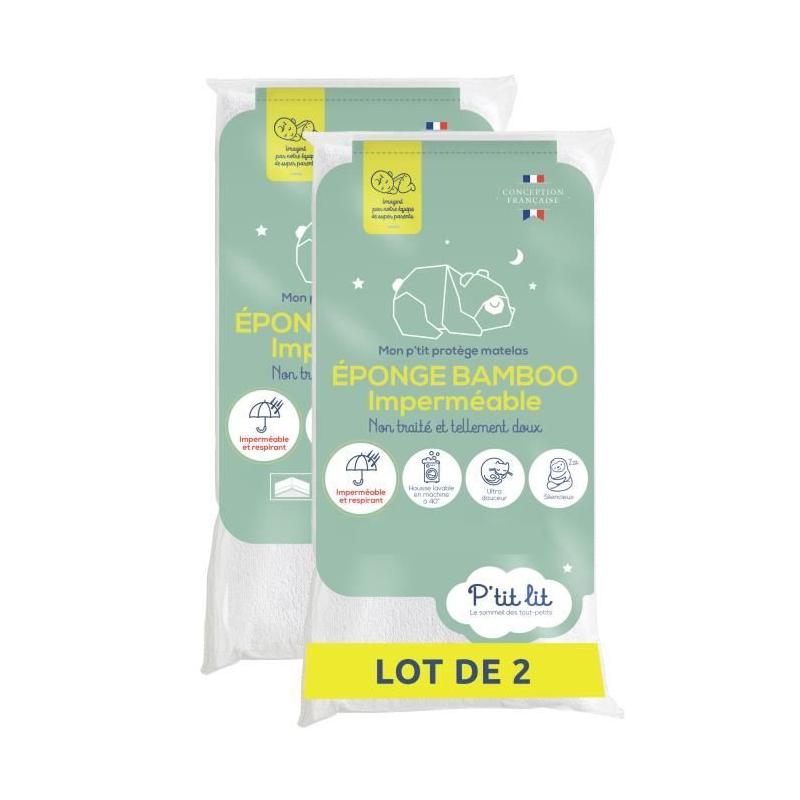 Protection matelas bébé en bamboo - Lot de 2 - Doux et imperméable - 40x80 cm